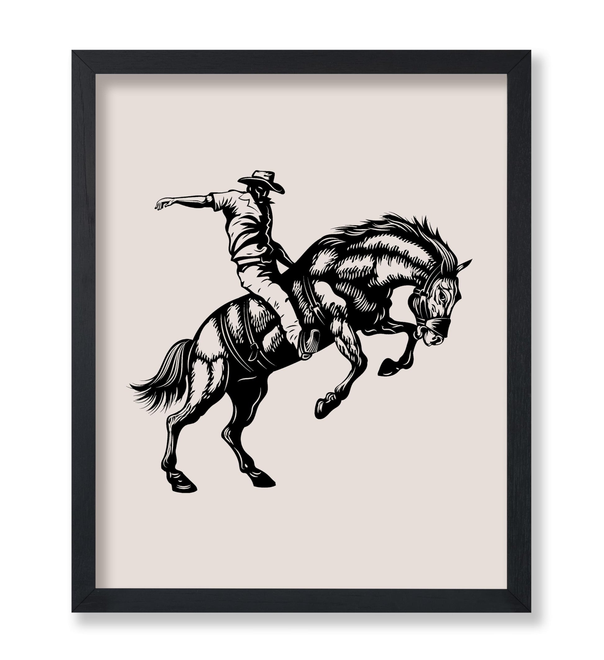 Beige Cowboy Bucking Horse