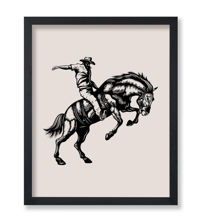 Beige Cowboy Bucking Horse