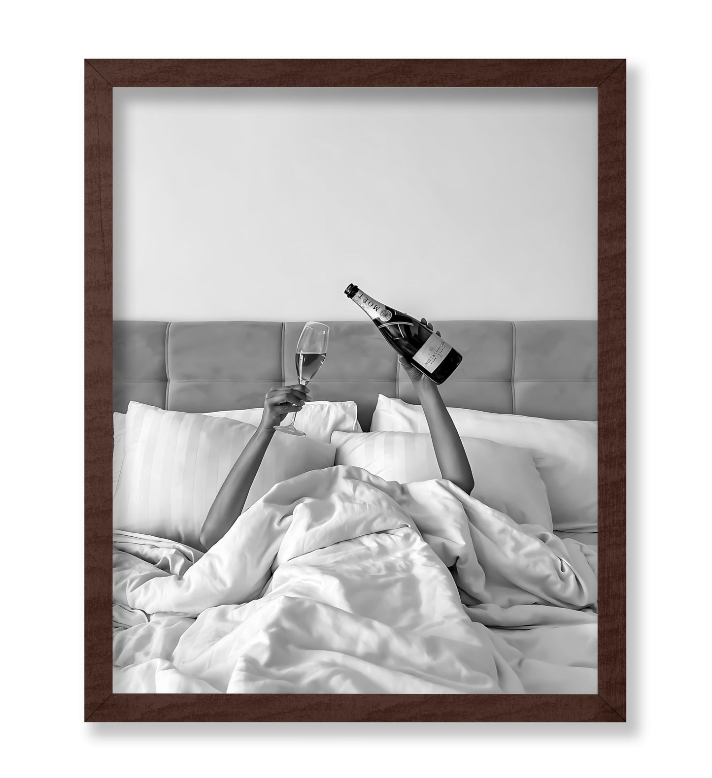 Woman Drinking Wine In Bed
