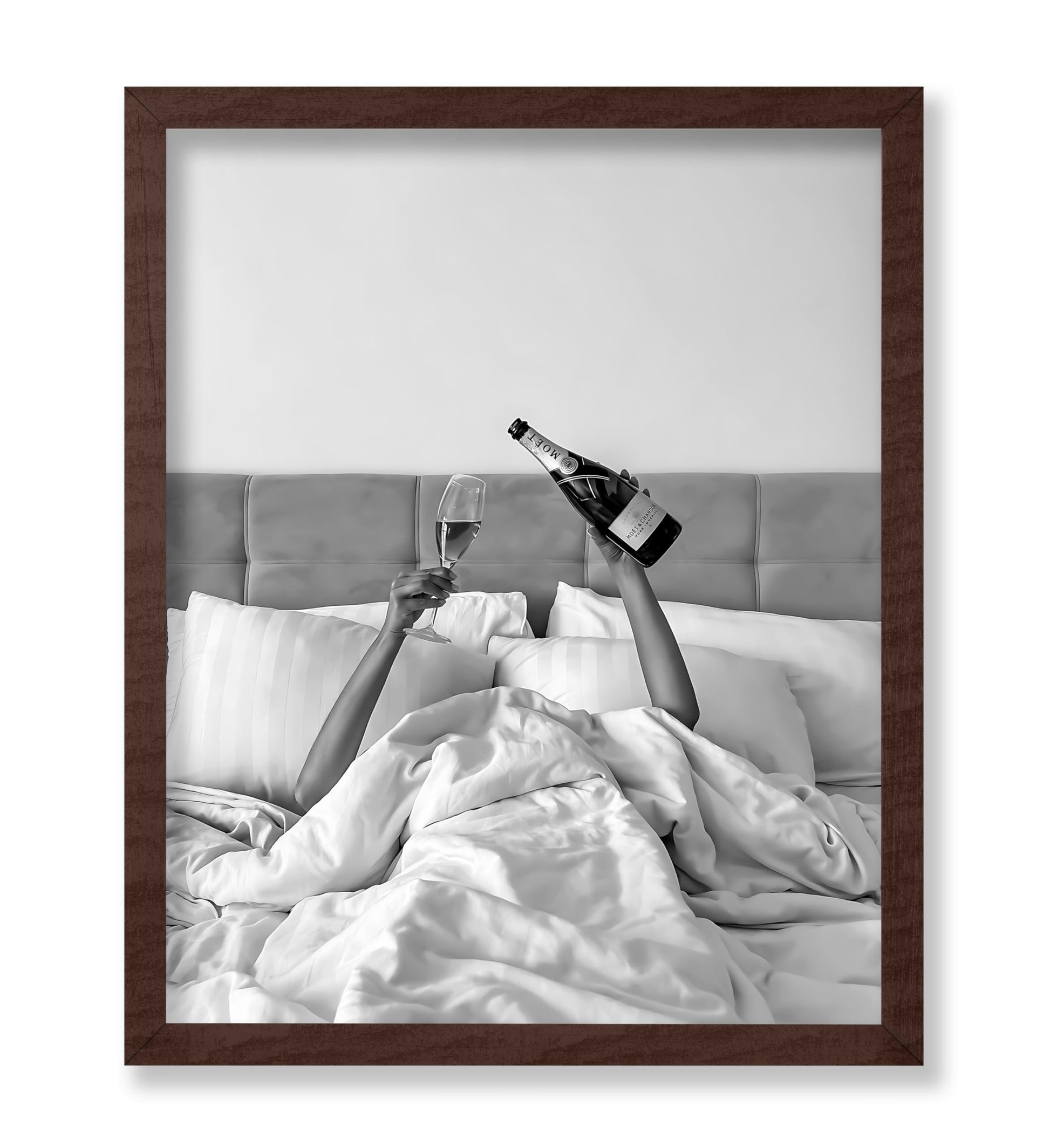 Woman Drinking Wine In Bed
