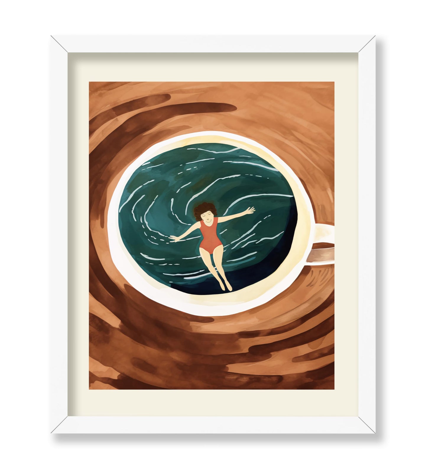 Lady Swimming in Coffee Cup