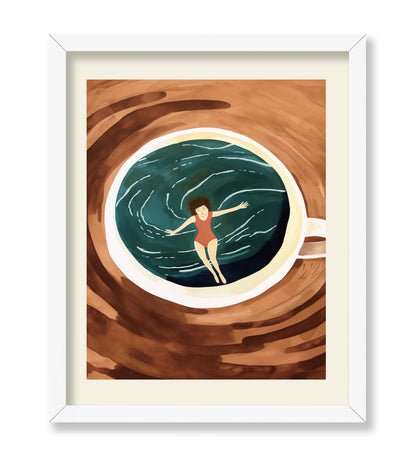 Lady Swimming in Coffee Cup