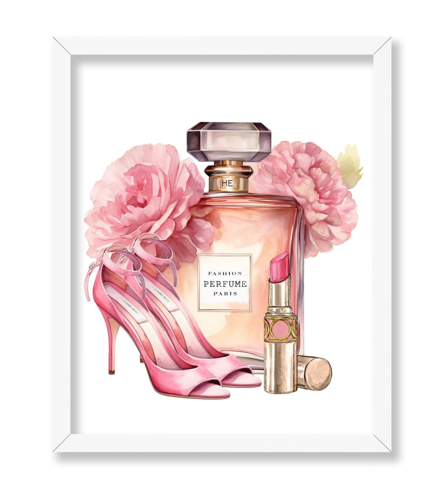 Pink Perfume, Lipstick and Heels
