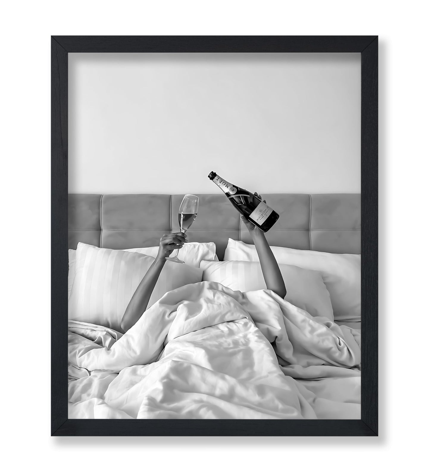 Woman Drinking Wine In Bed