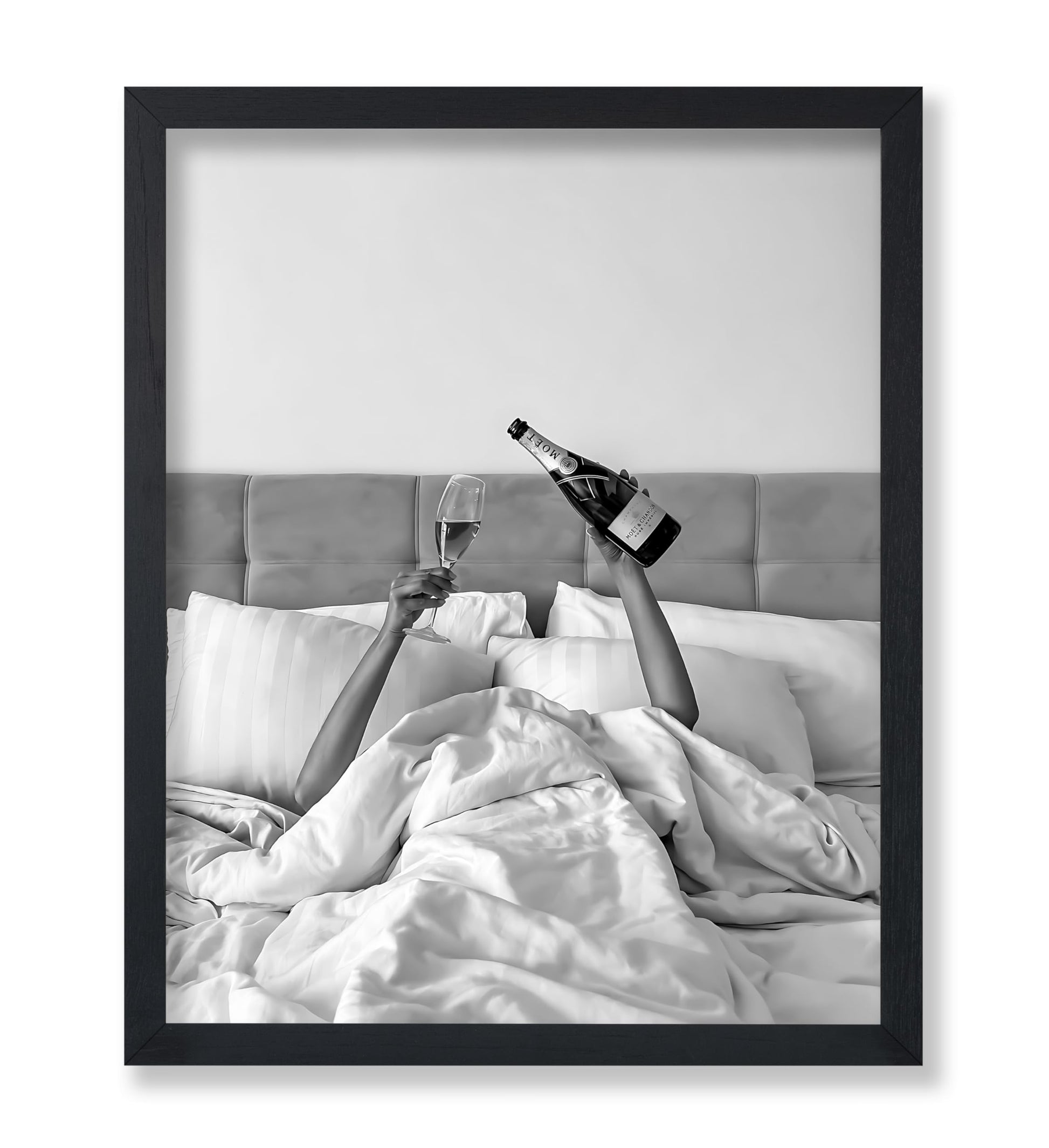 Woman Drinking Wine In Bed