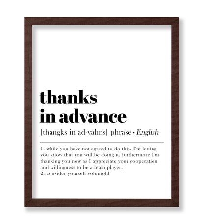 Definition of Thanks in Advance