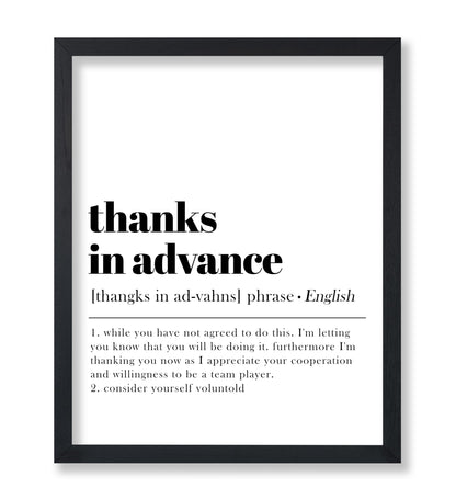 Definition of Thanks in Advance