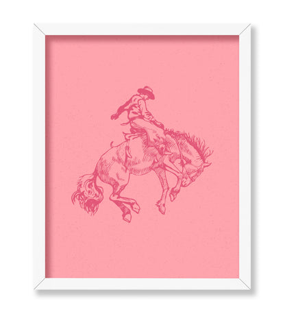 Pink Cowboy Riding A Wild Horse