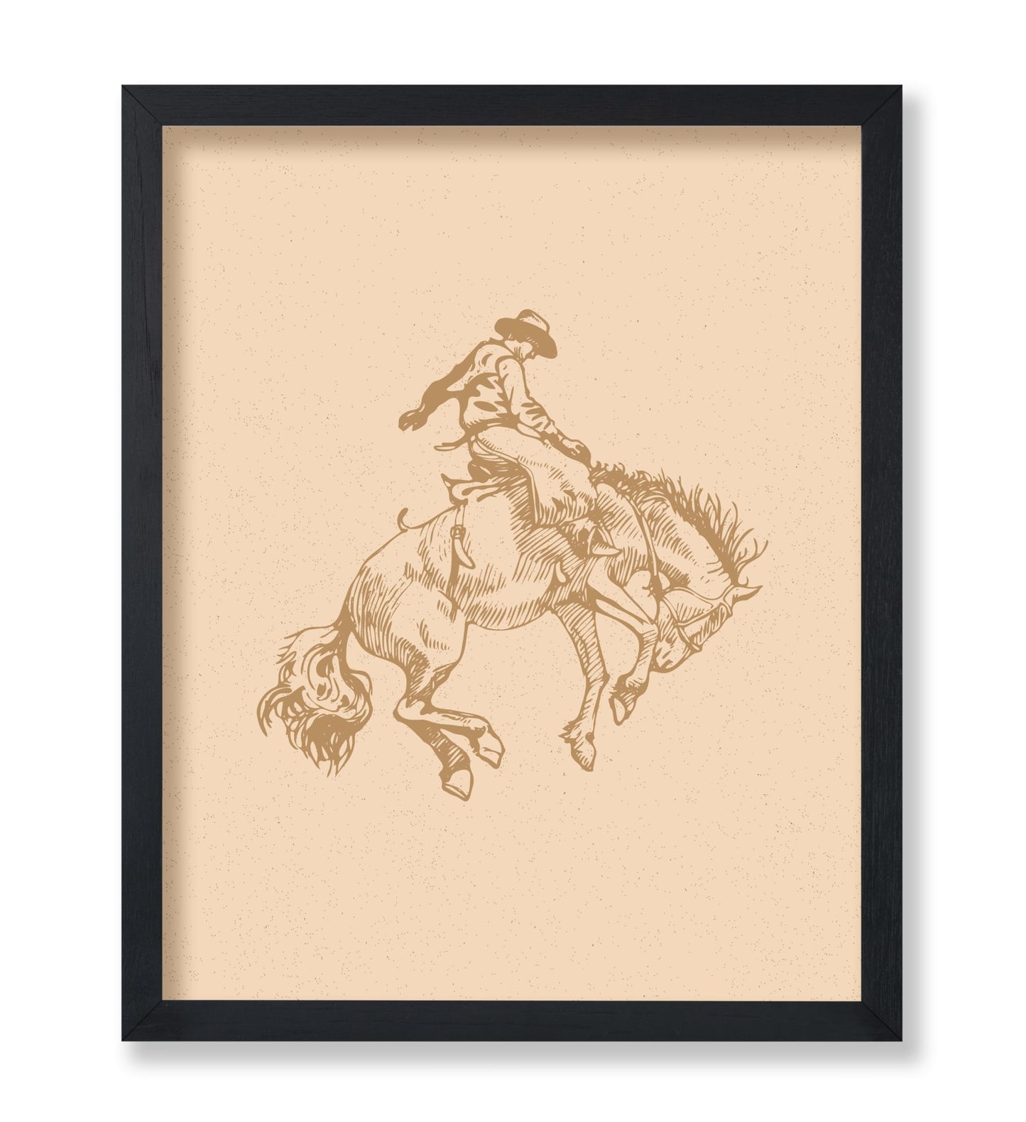 Beige Cowboy Riding A Wild Horse