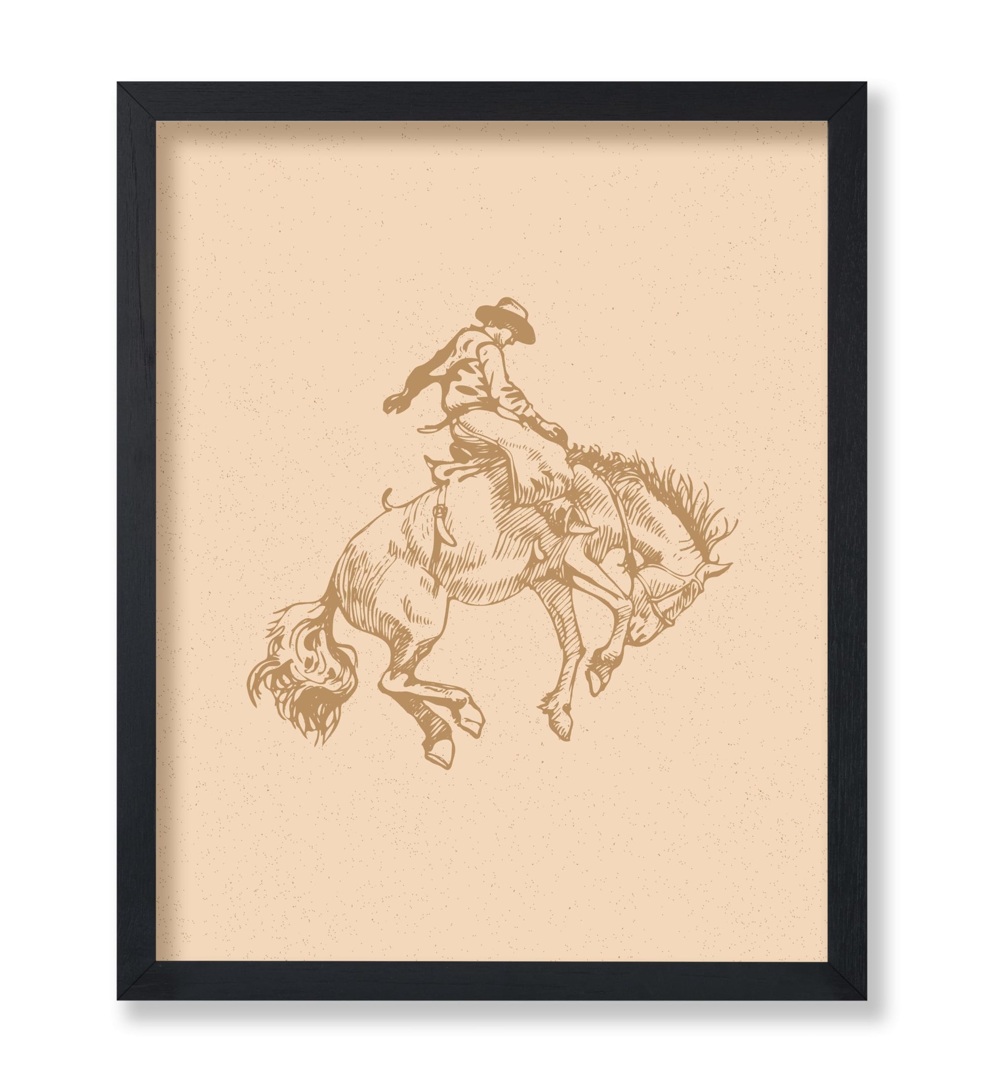 Beige Cowboy Riding A Wild Horse