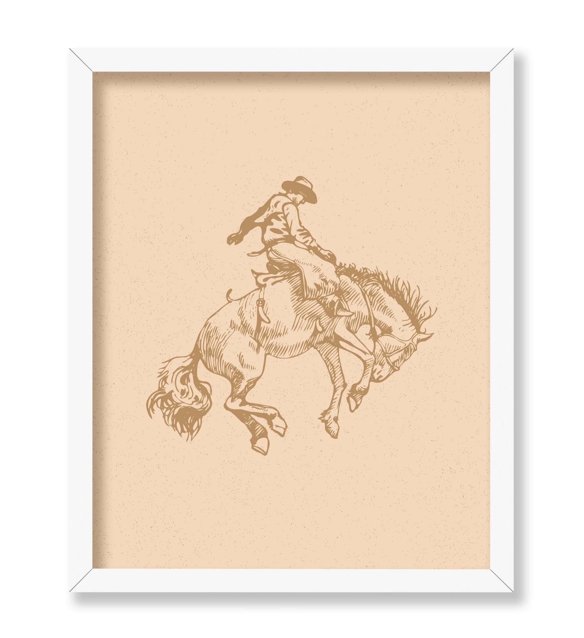 Beige Cowboy Riding A Wild Horse
