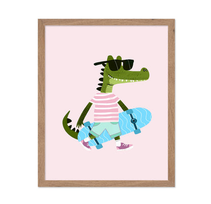 Crocodile with Skateboard