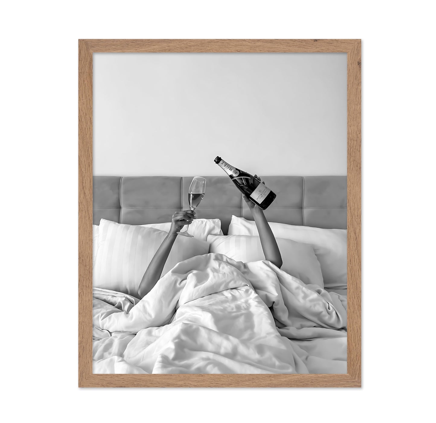 Woman Drinking Wine In Bed