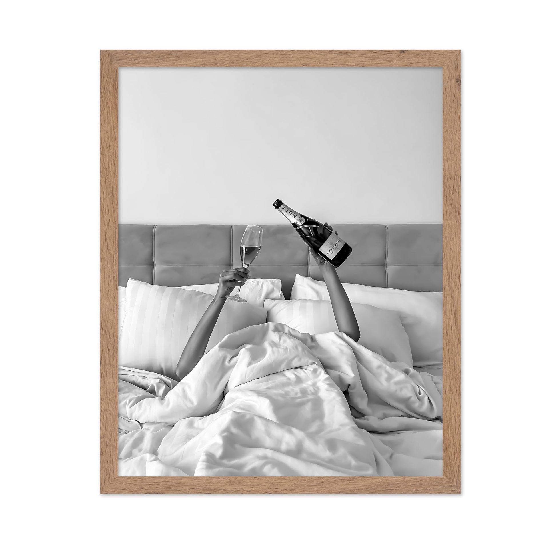 Woman Drinking Wine In Bed