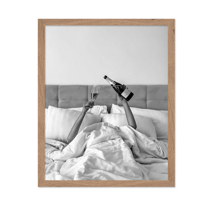 Woman Drinking Wine In Bed