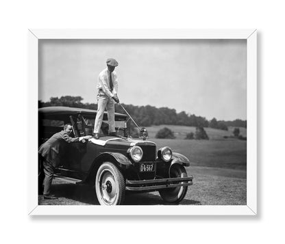 Golfing on Antique Car