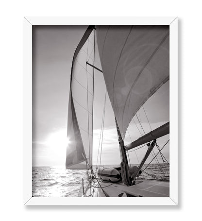 Yacht Sailing Towards Sunset