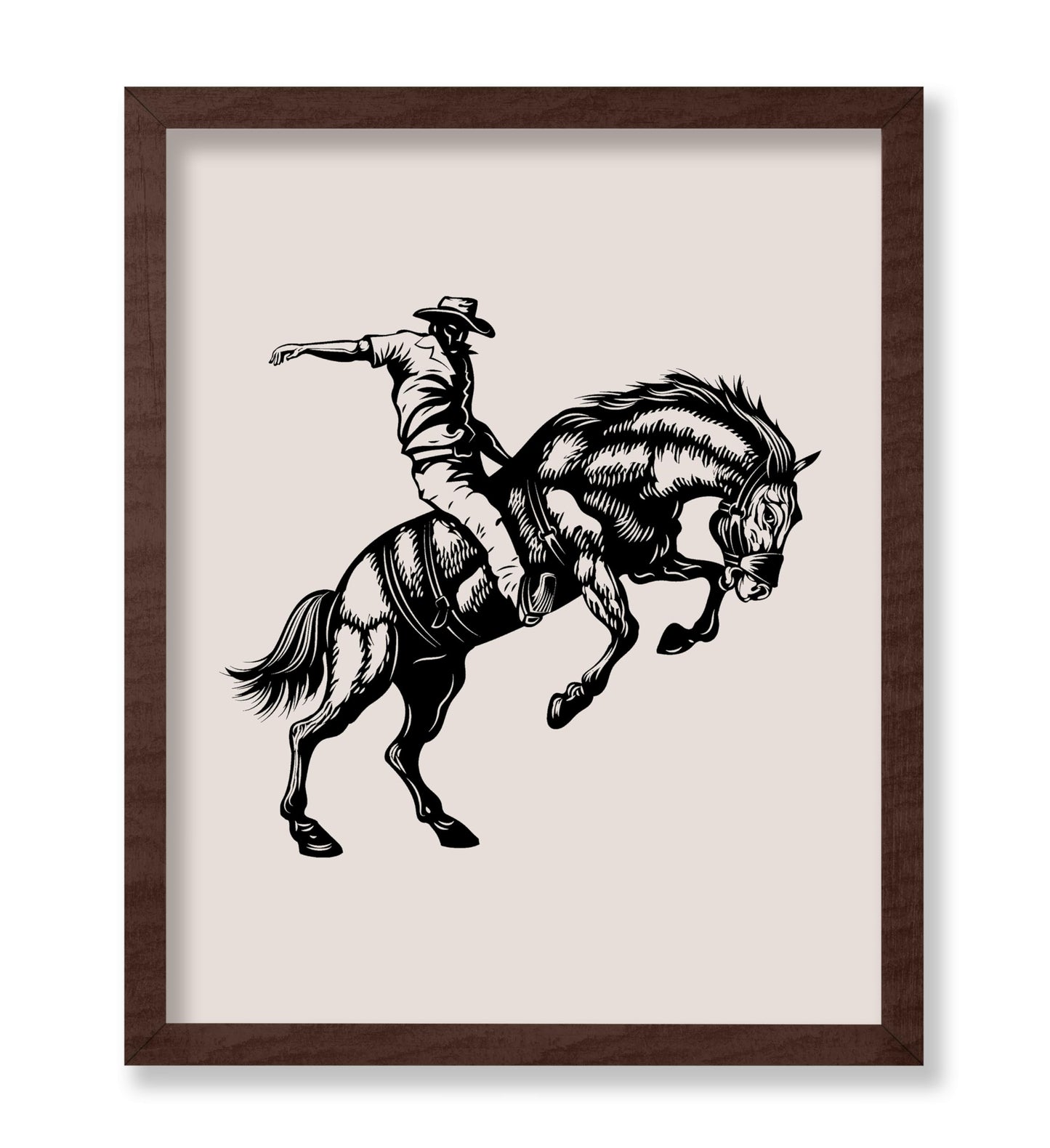 Beige Cowboy Bucking Horse