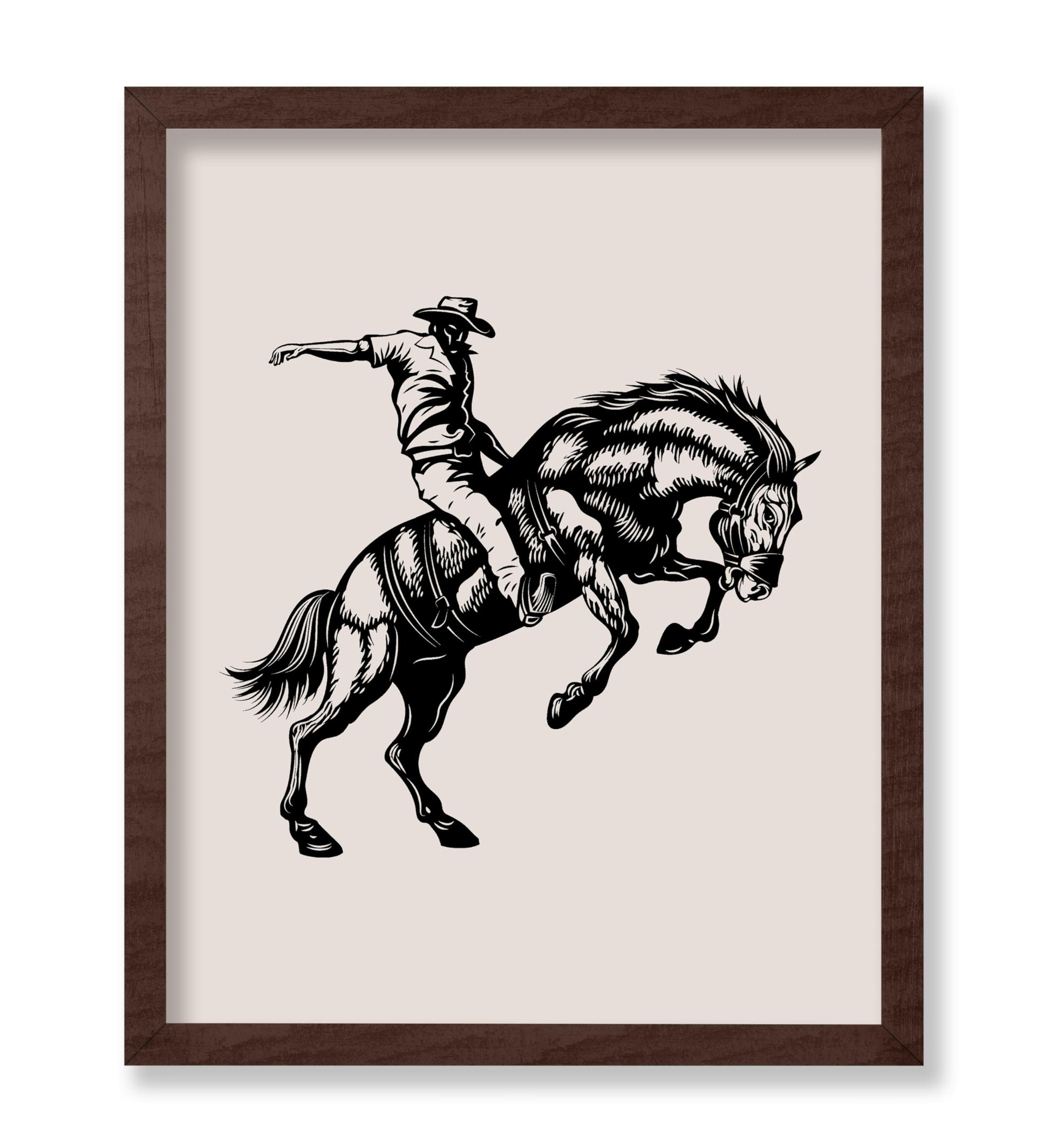 Beige Cowboy Bucking Horse