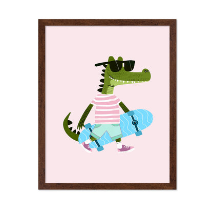 Crocodile with Skateboard