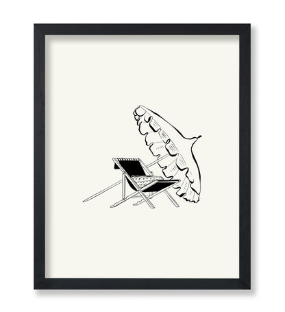Abstract Beach Chair and Umbrella