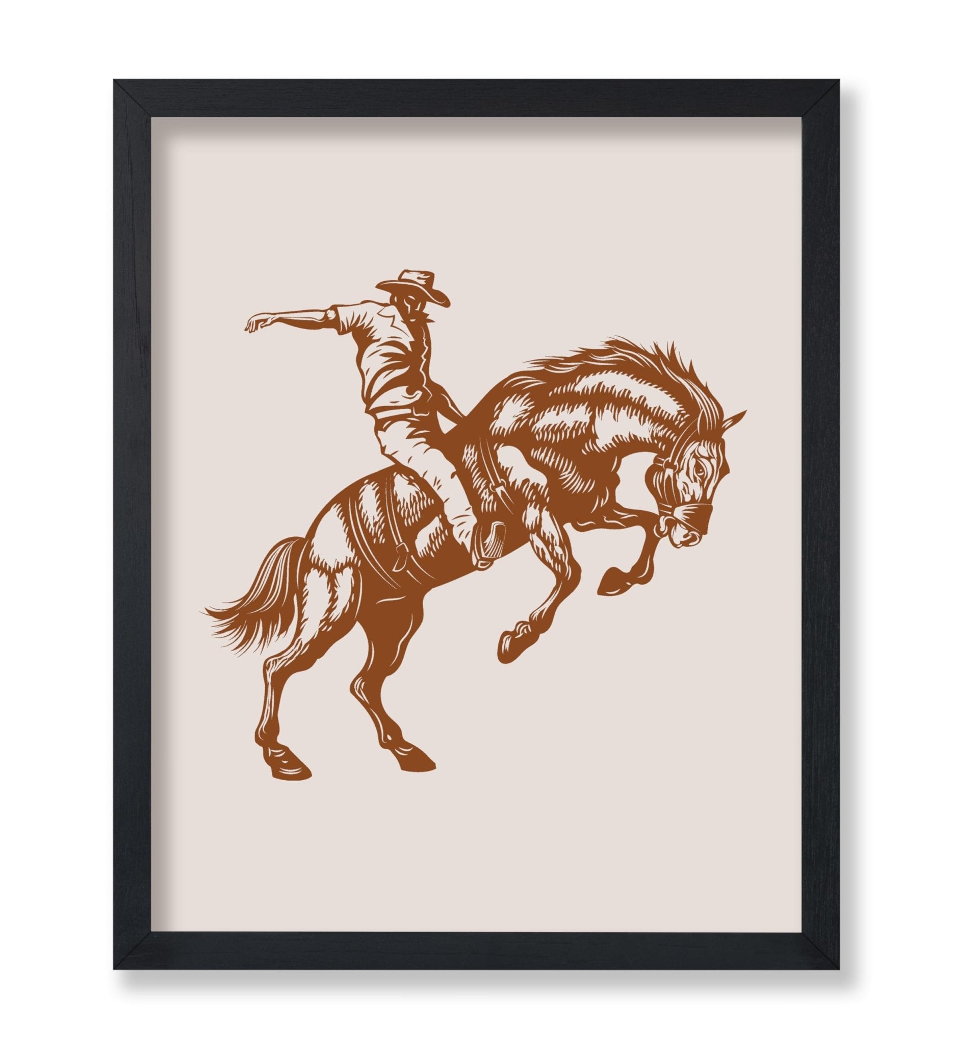 Brown Cowboy Bucking Horse