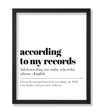 According To My Records