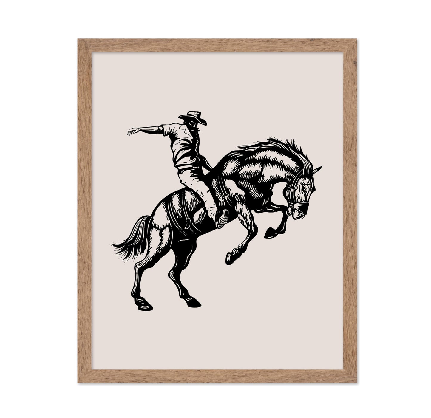 Beige Cowboy Bucking Horse