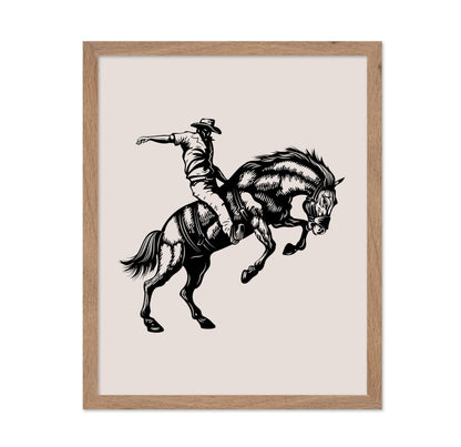 Beige Cowboy Bucking Horse
