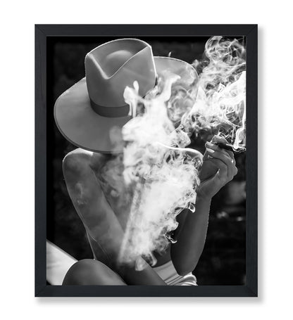 Woman in Hat Smoking