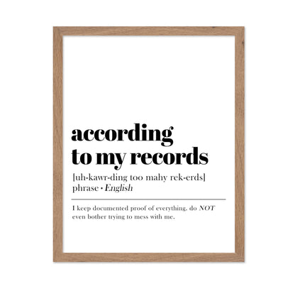 According To My Records