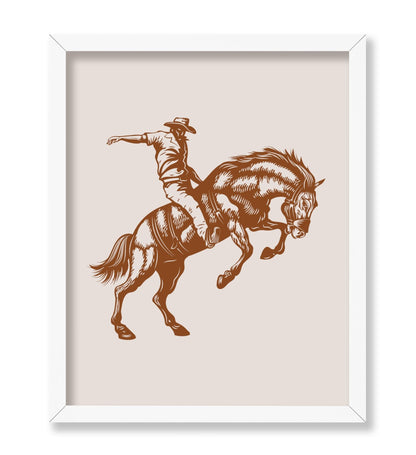 Brown Cowboy Bucking Horse