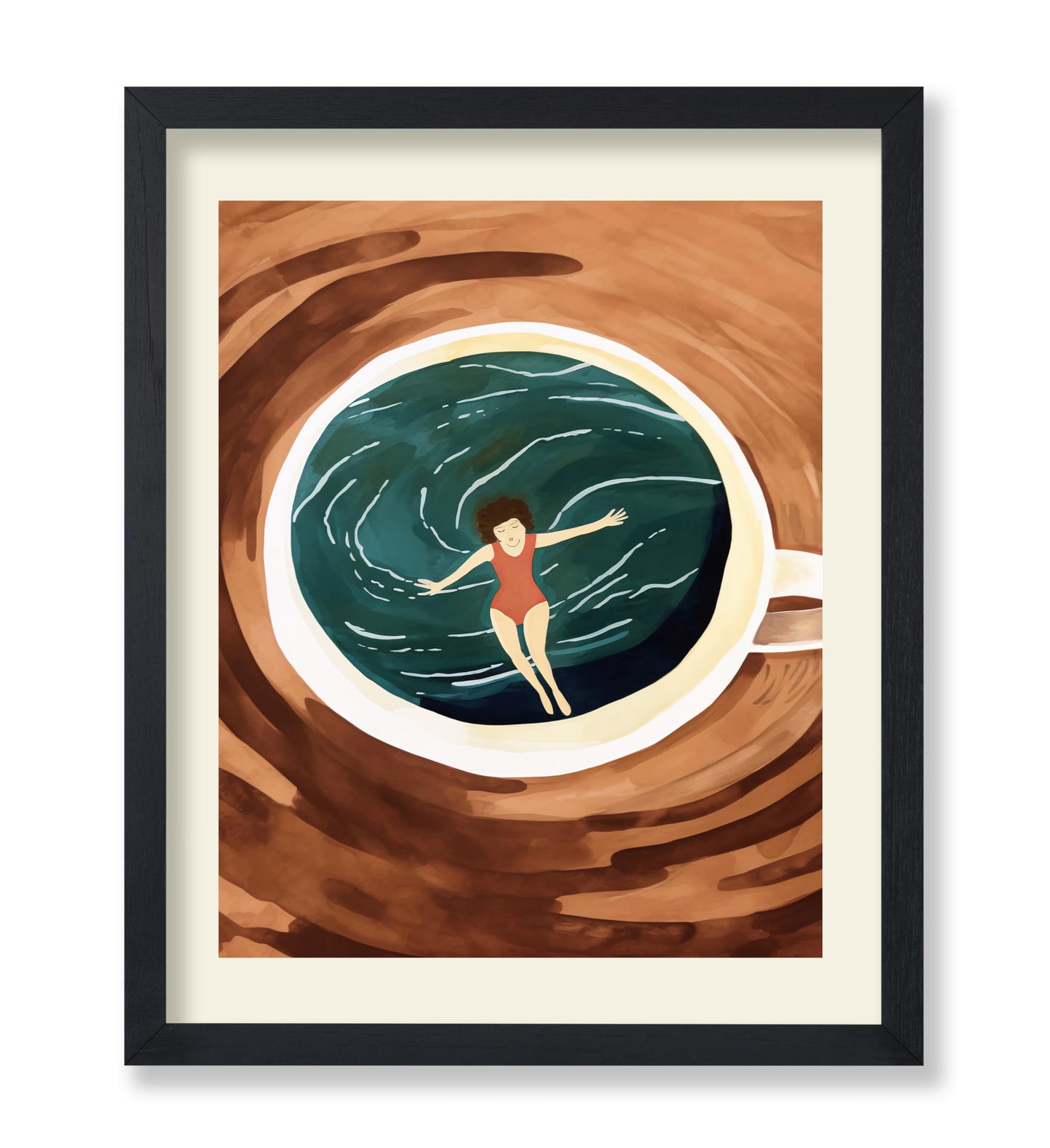 Lady Swimming in Coffee Cup