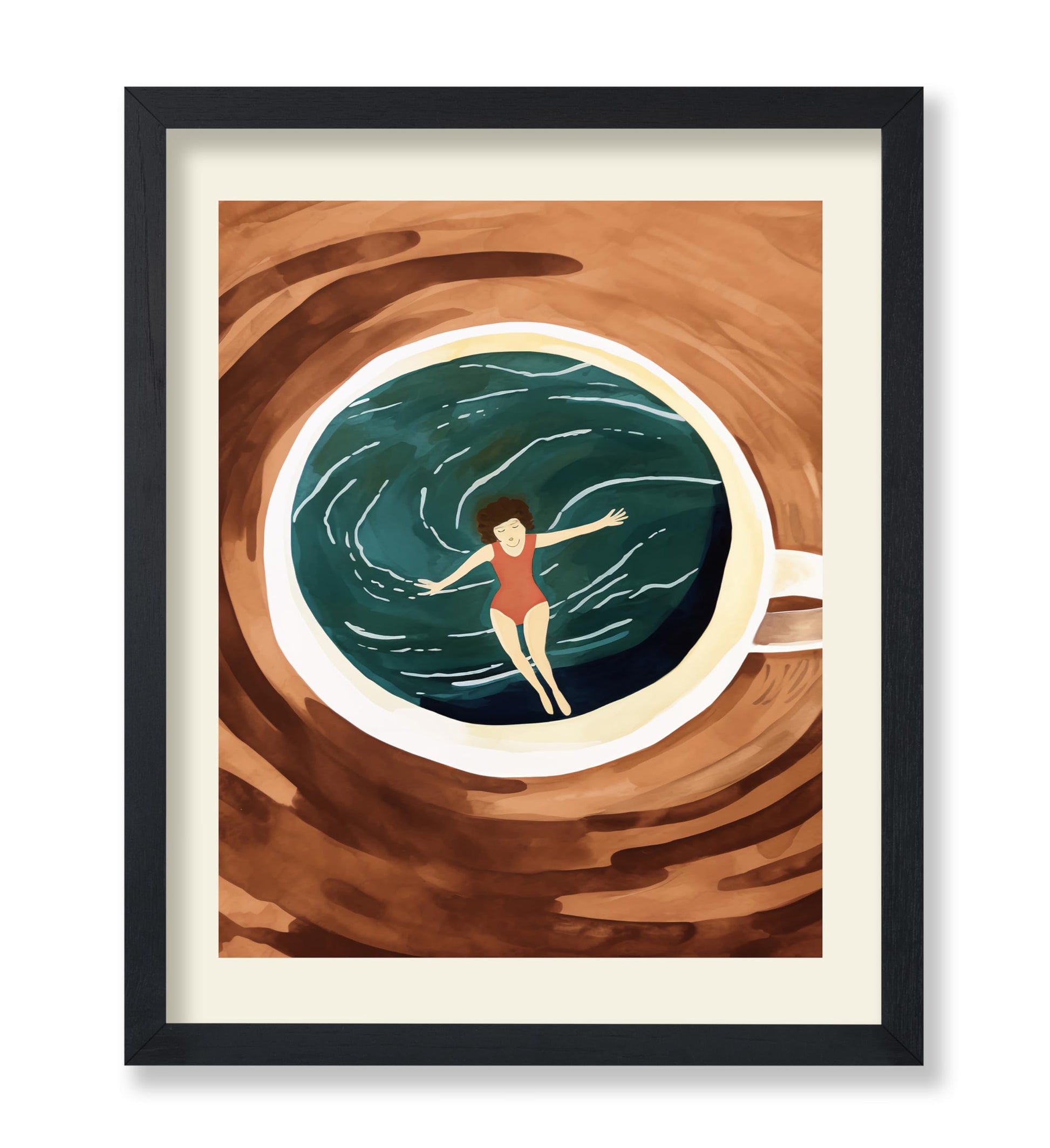 Lady Swimming in Coffee Cup