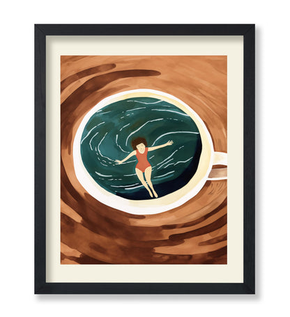 Lady Swimming in Coffee Cup