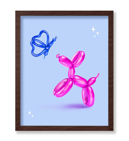 Jumping Balloon Dog and Butterfly No3 Poster