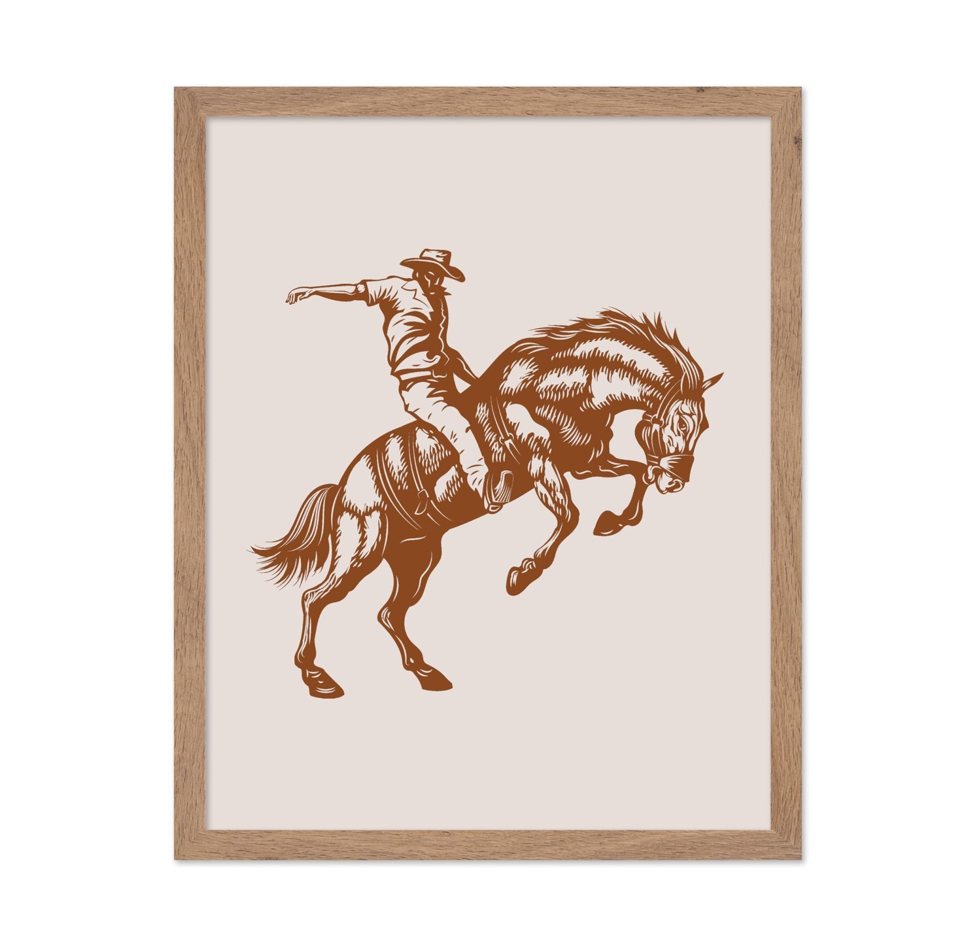 Brown Cowboy Bucking Horse