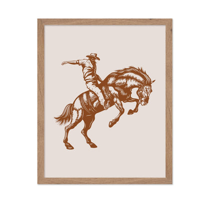 Brown Cowboy Bucking Horse