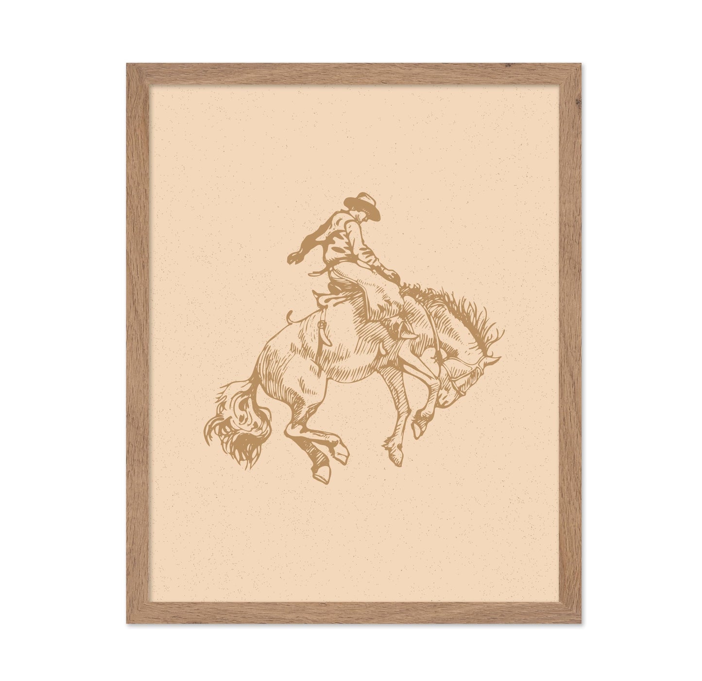 Beige Cowboy Riding A Wild Horse