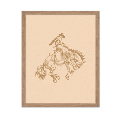 Beige Cowboy Riding A Wild Horse