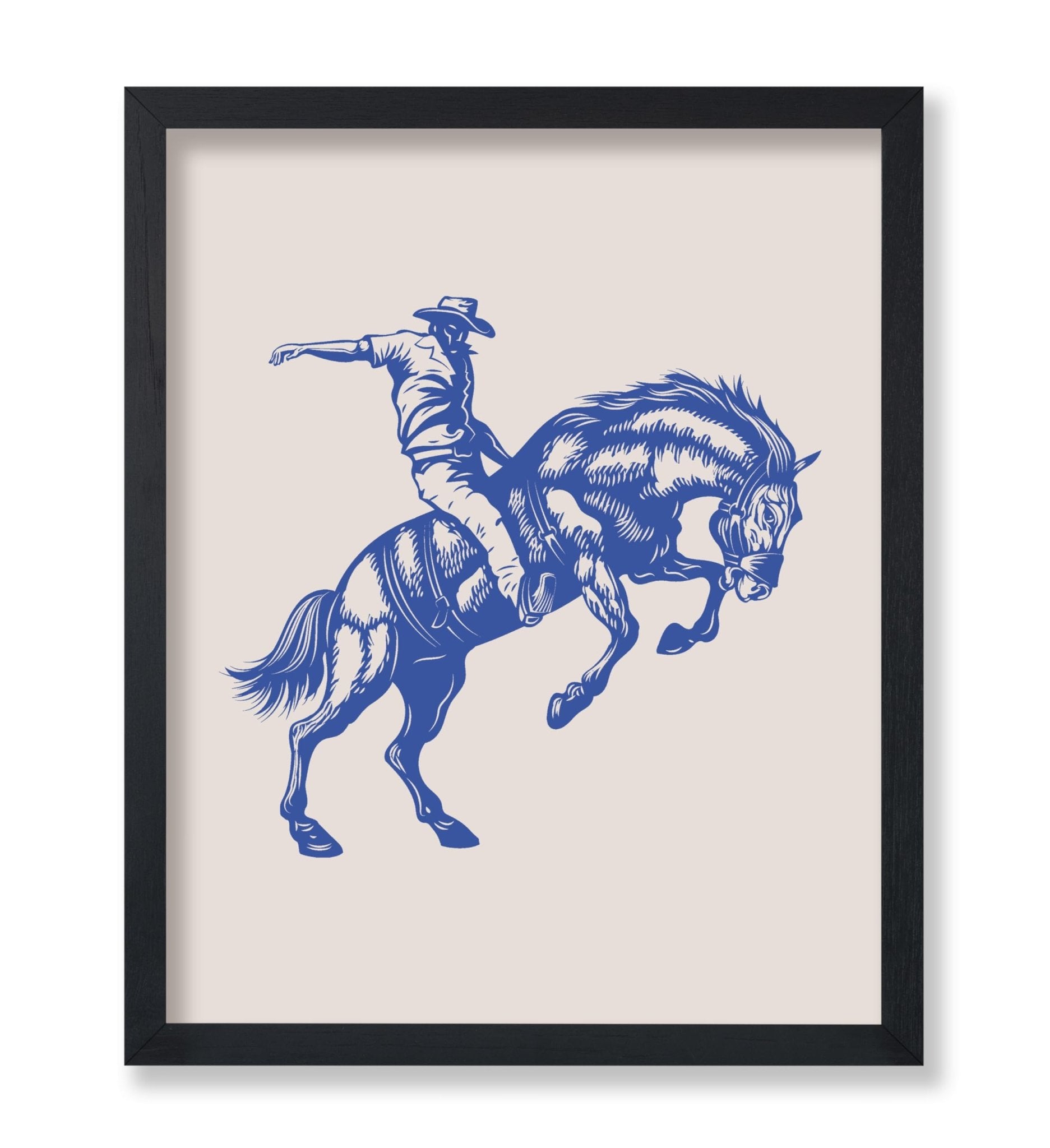 Blue Cowboy Bucking Horse