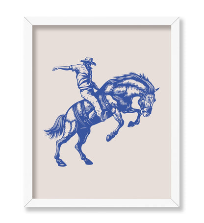 Blue Cowboy Bucking Horse