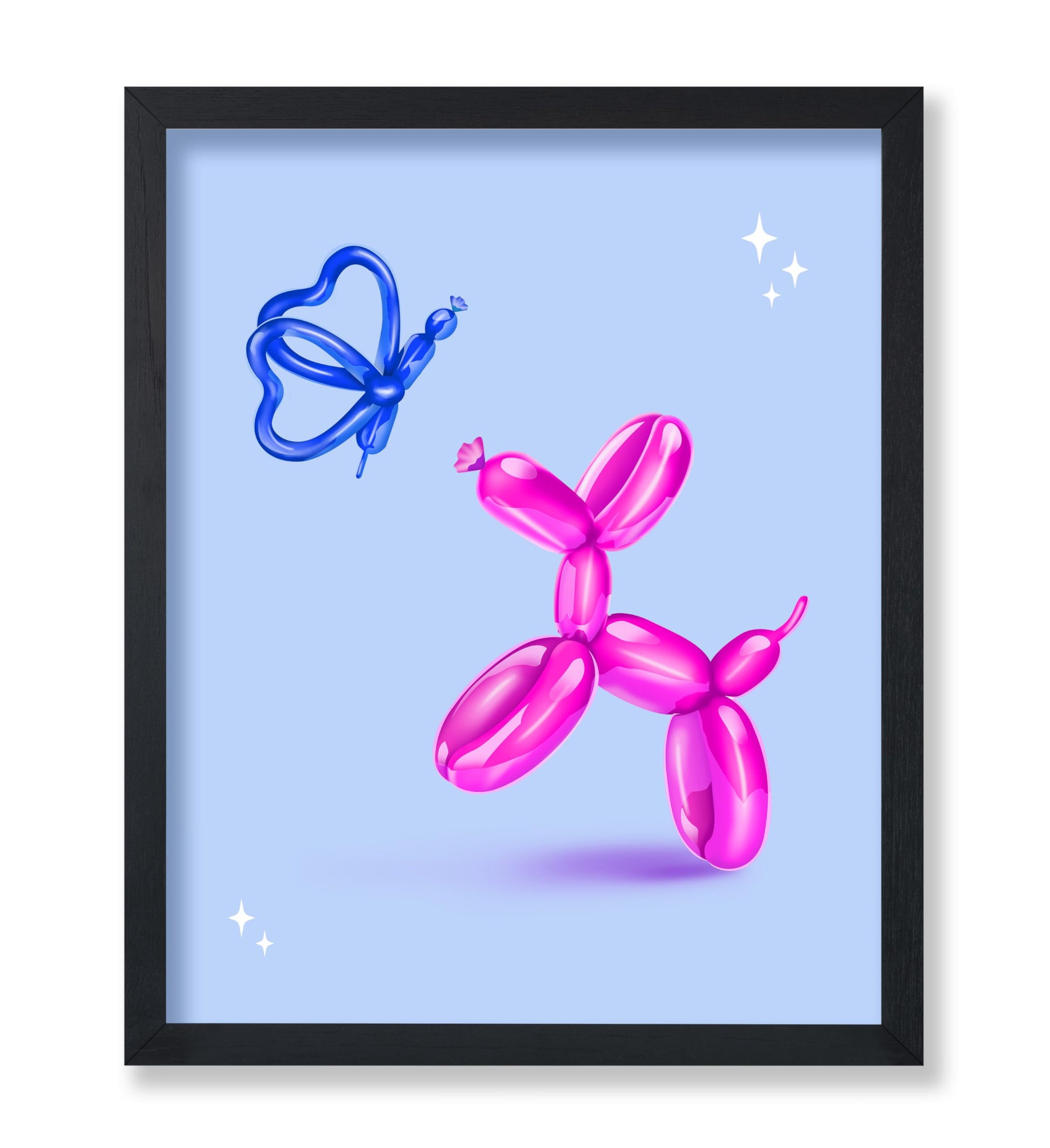 Jumping Balloon Dog and Butterfly No3 Poster