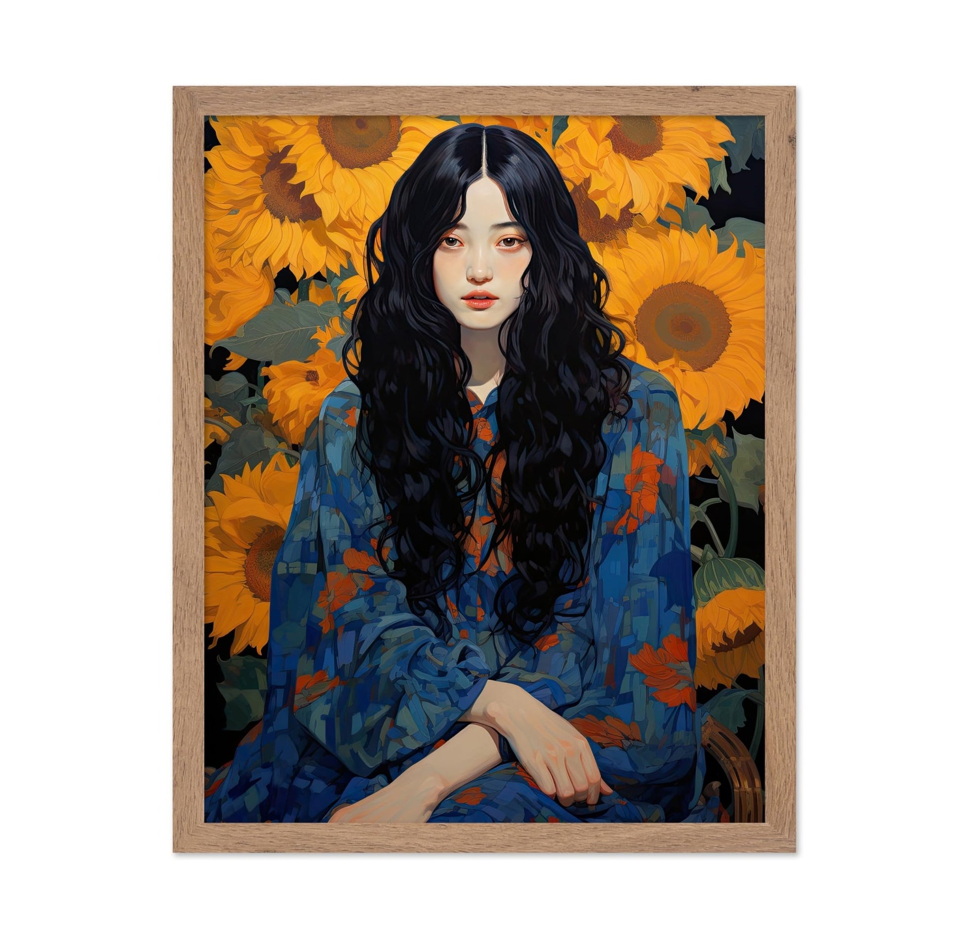 Woman and Sunflowers