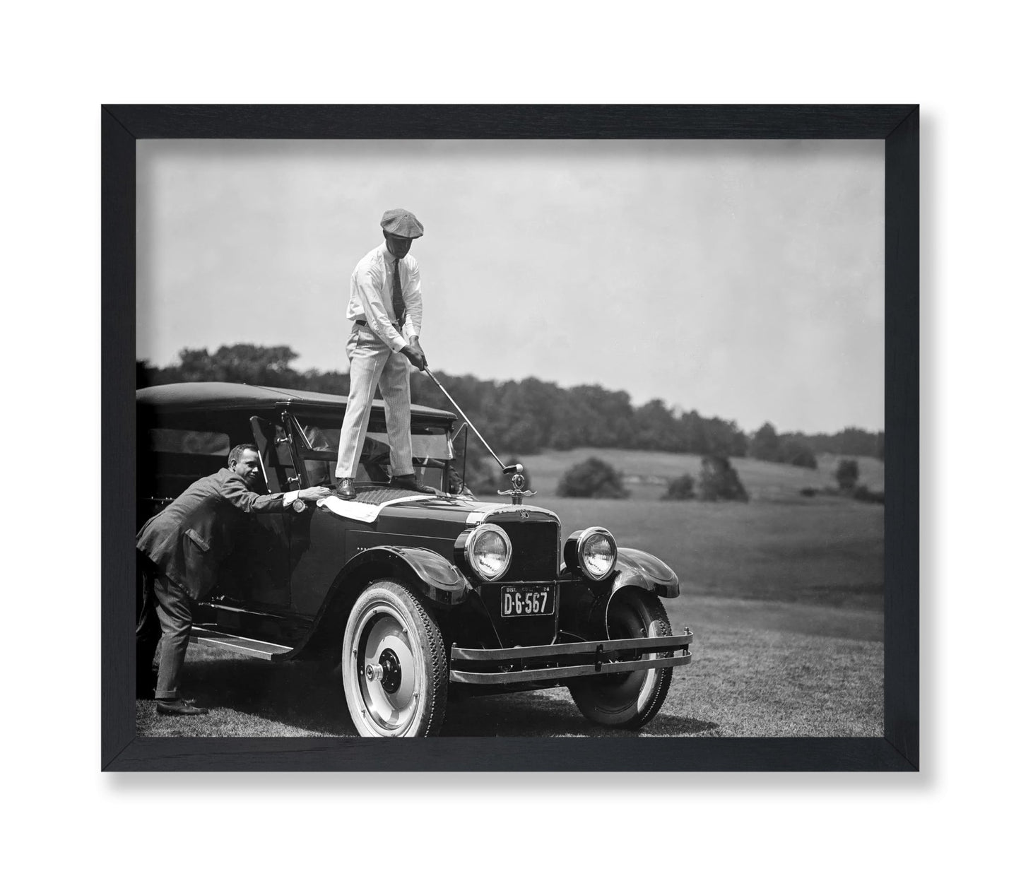 Golfing on Antique Car
