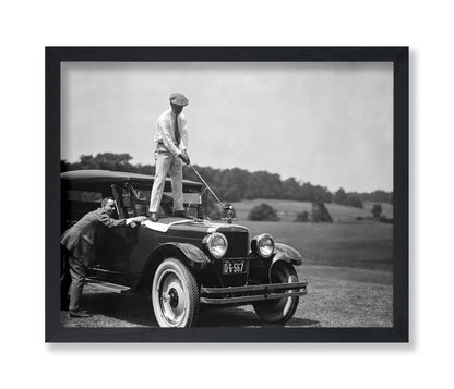 Golfing on Antique Car