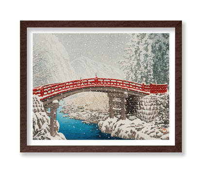 Kawase Hasui - Snow on the Sacred Bridge at Nikko