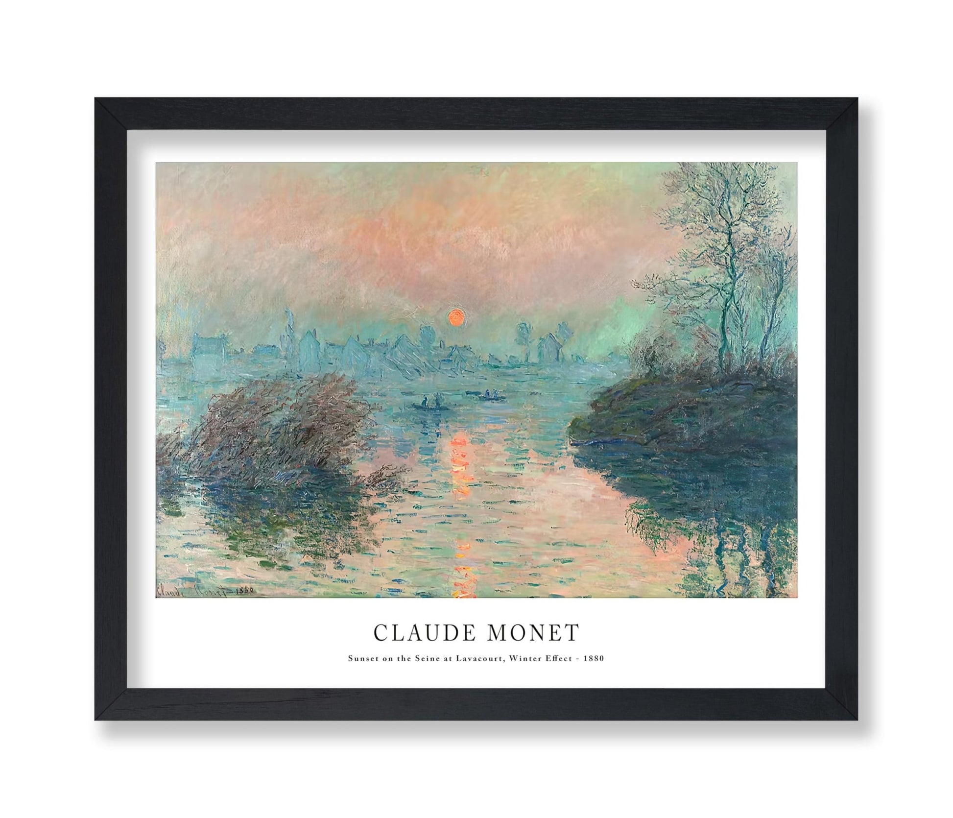 Claude Monet - Sun Setting on the Seine at Lavacourt France