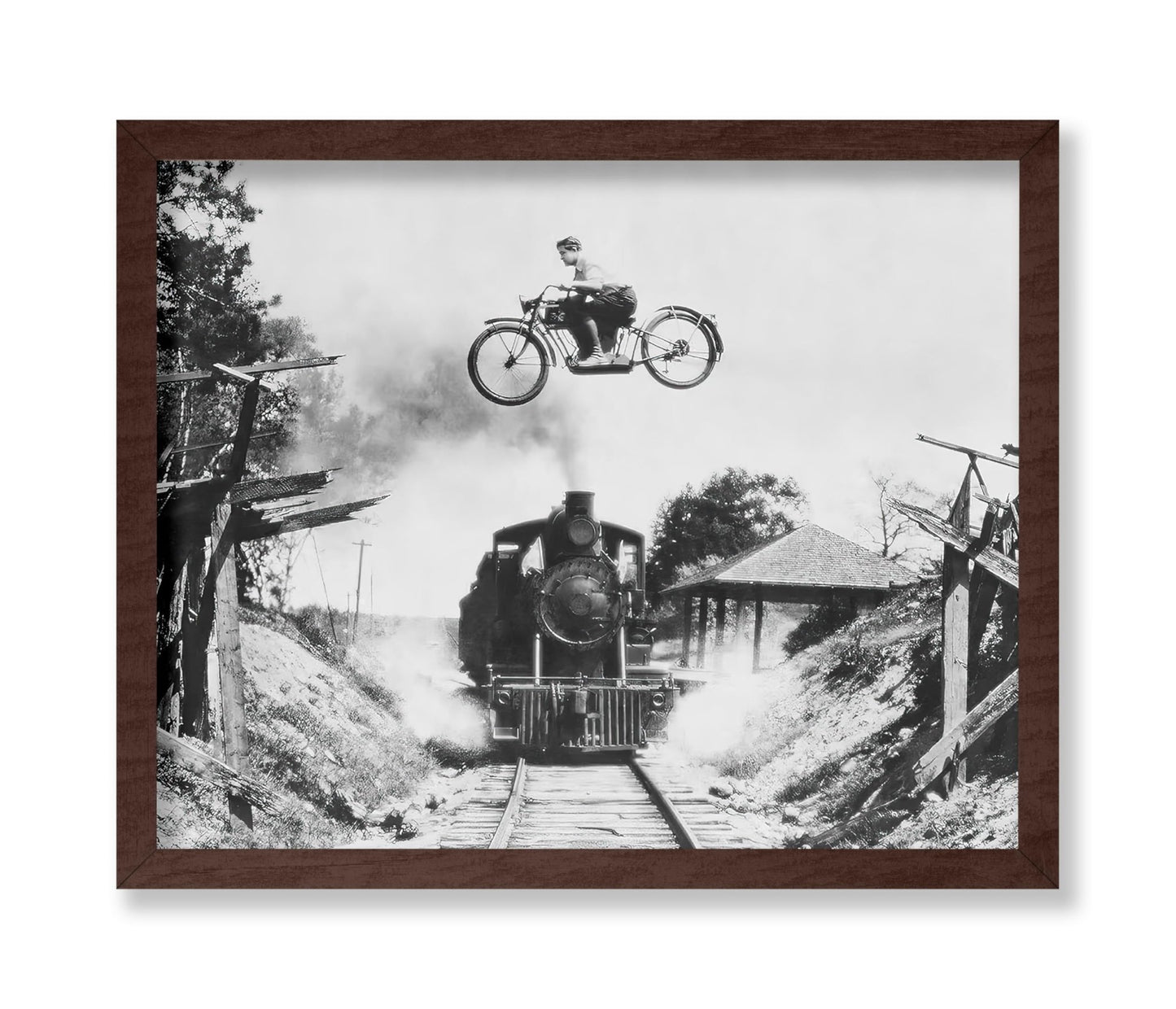Motorcycle Jumping Old Train