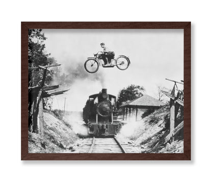 Motorcycle Jumping Old Train